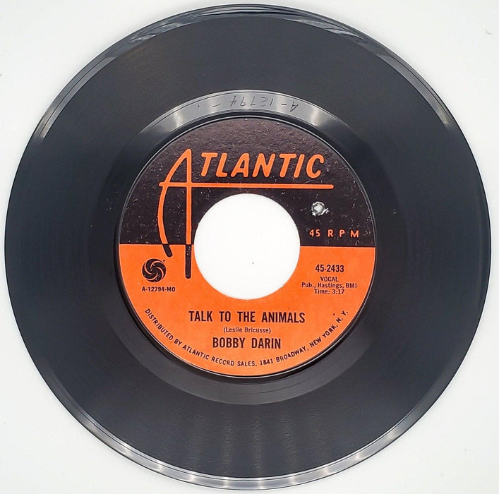 Bobby Darin Talk To The Animals Record 45 RPM Single Atlantic Records 1967 1