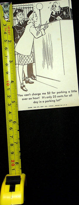 1948 Exhibit Supply Co Humor Card Arcade Parking Ticket Woman Judge Police