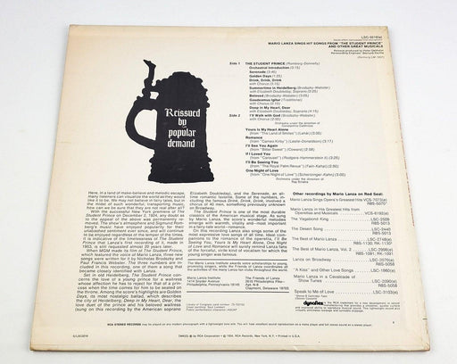 Mario Lanza The Student Prince 33 RPM LP Record RCA Reissue 2