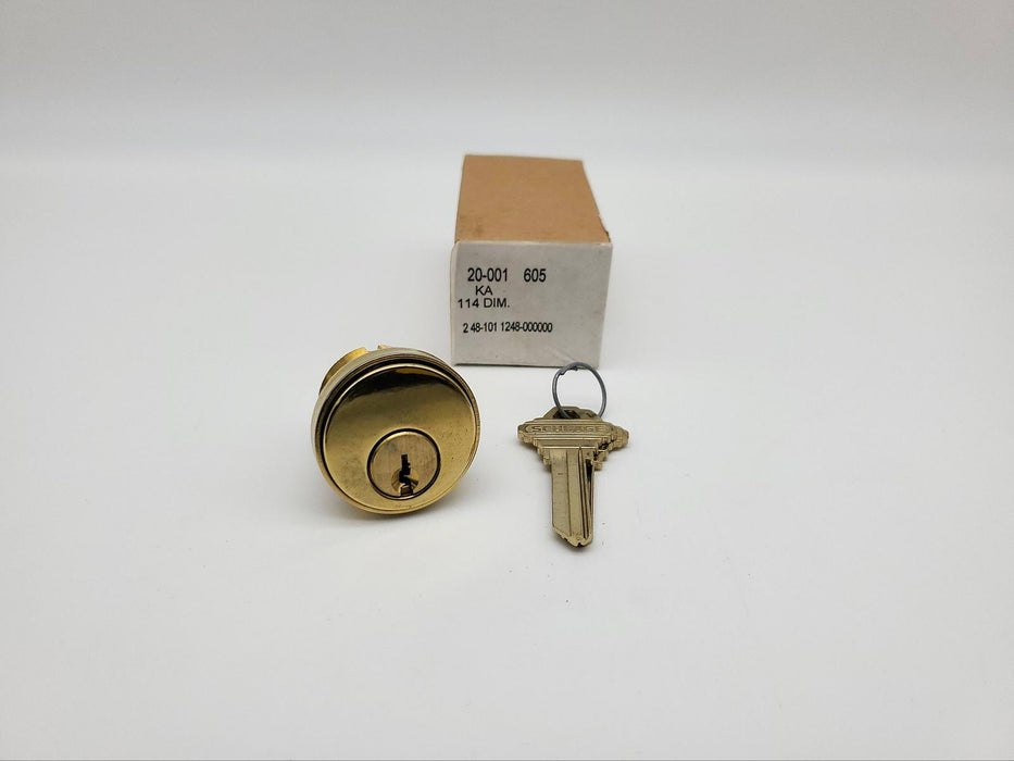 Schlage Mortise Lock Cylinder 1-1/4" Length 20-001 1248 Keyway Bright Brass NOS