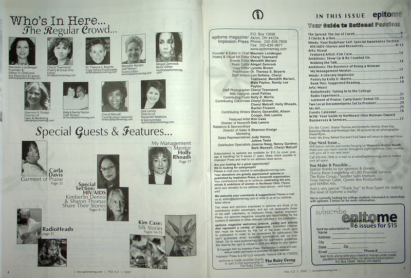 Epitome Magazine 2007 Radioheads College Radio Garment of Praise Carla Davis