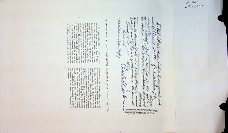 Reiter Dairy Company Stock Certificate Bond Scripophilly Akron Ohio 1965 No 208