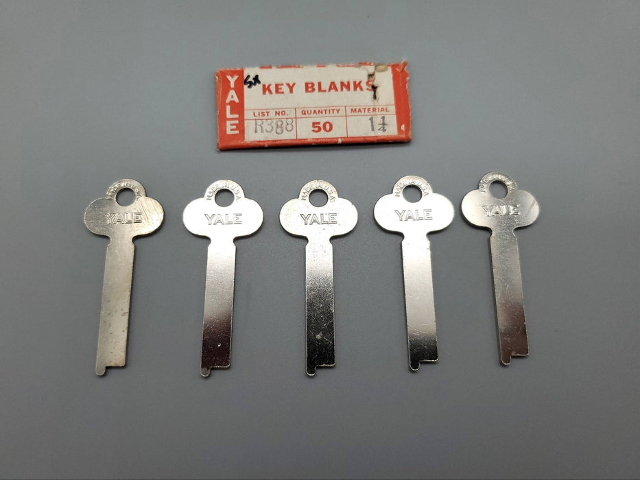 5x Yale R388 1 1/4 Key Blanks Flat Steel Vintage USA NOS 3