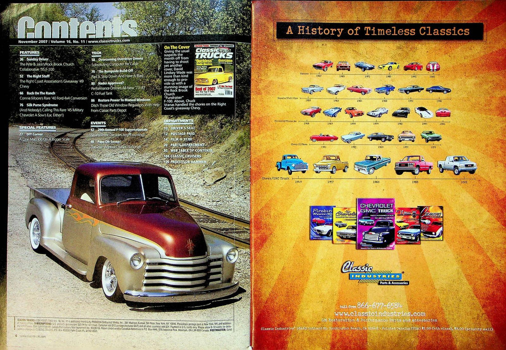 Classic Trucks Magazine November 2007 Vol 16 No 11 Top F-100s Strip Paint Metal