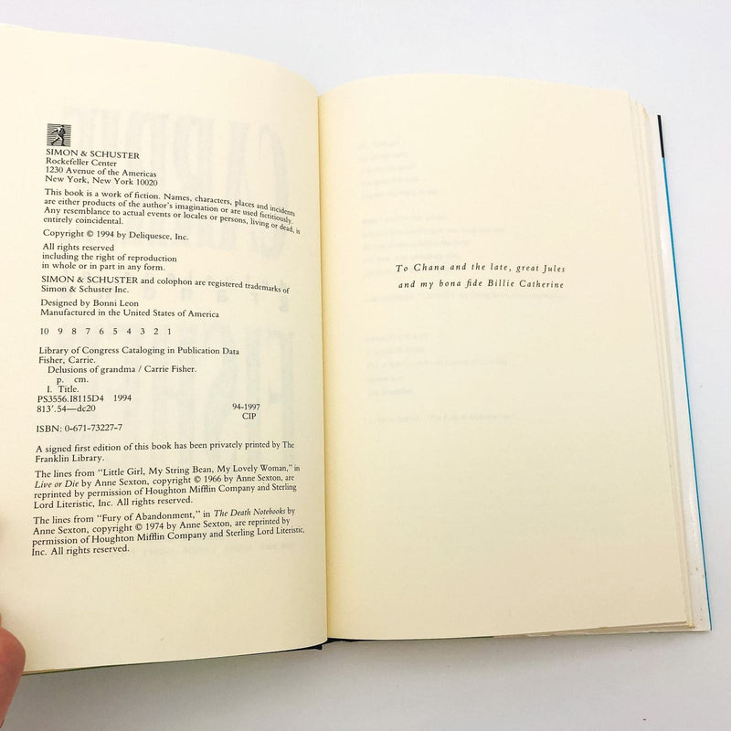 Delusions Of Grandma Hardcover Carrie Fisher 1994 Motherhood Pregnancy 1st Editi 8