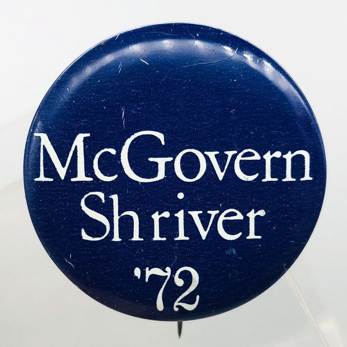 McGovern Shriver Political Button Pin 1.25" Presidential Campaign 1972 Blue 2