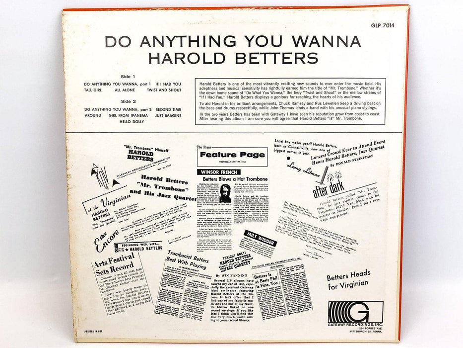 Harold Betters Do Anything You Wanna Vinyl Record LP 1966 Gateway GLP 7014 4