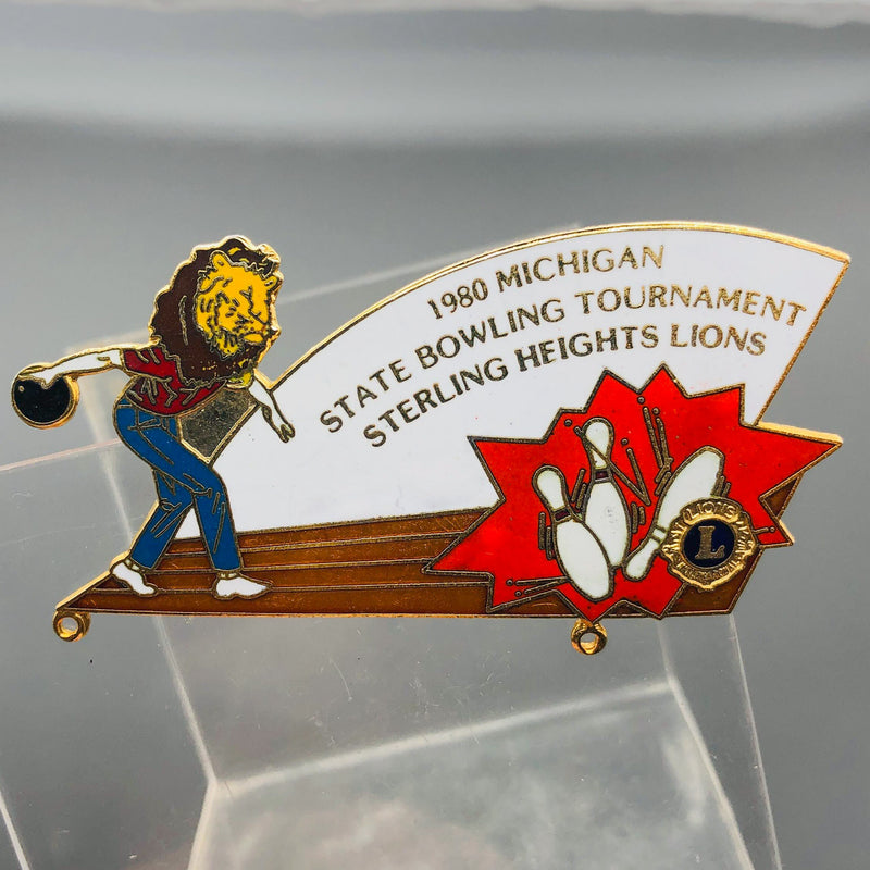 Vintage Lions Club Lapel Pin Michigan Bowling Tournament Sterling Heights 3