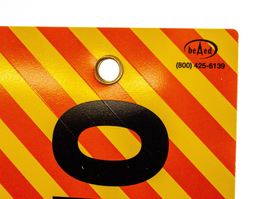 Beaed: Open Sign Tag - Striped Orange & Yellow Plastic, 4" x 7" - Lot of 5 | NEW 3