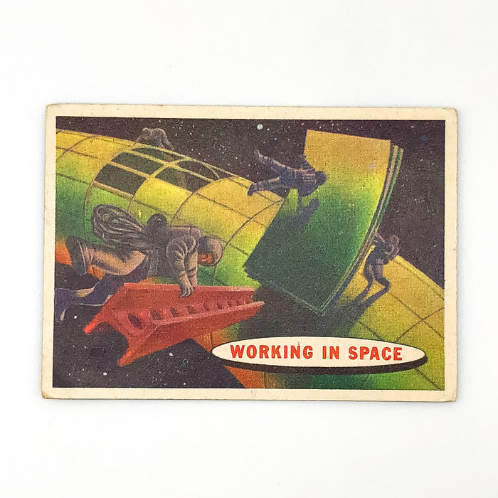 1957 Topps Space Card #52 Working in Space Chewing Gum Astronaut Cartoon Art