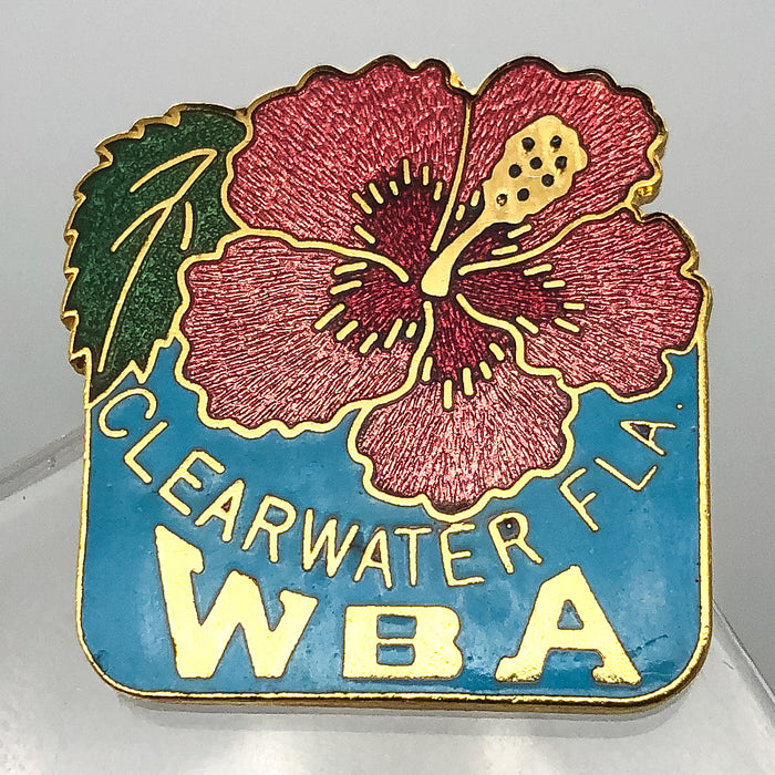 Womens Bowling Association Lapel Pin Clearwater Florida WBA Enamel Flower Floral