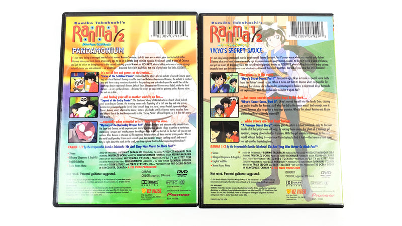 Ranma 1/2 Ranma Rhapsody Vol 6&7 Ukyo's Secret Sauce & Pandamonium 2 DVDs