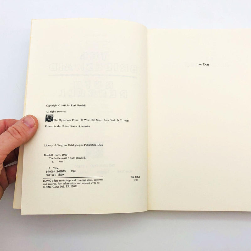 The Bridesmaid Ruth Rendell Paperback 1989 Murder Love Affair Crime 7