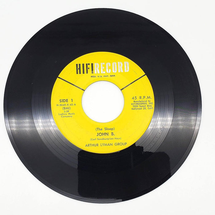 The Arthur Lyman Group The Sloop John B. 45 RPM Single Record HiFi Records 1962 1
