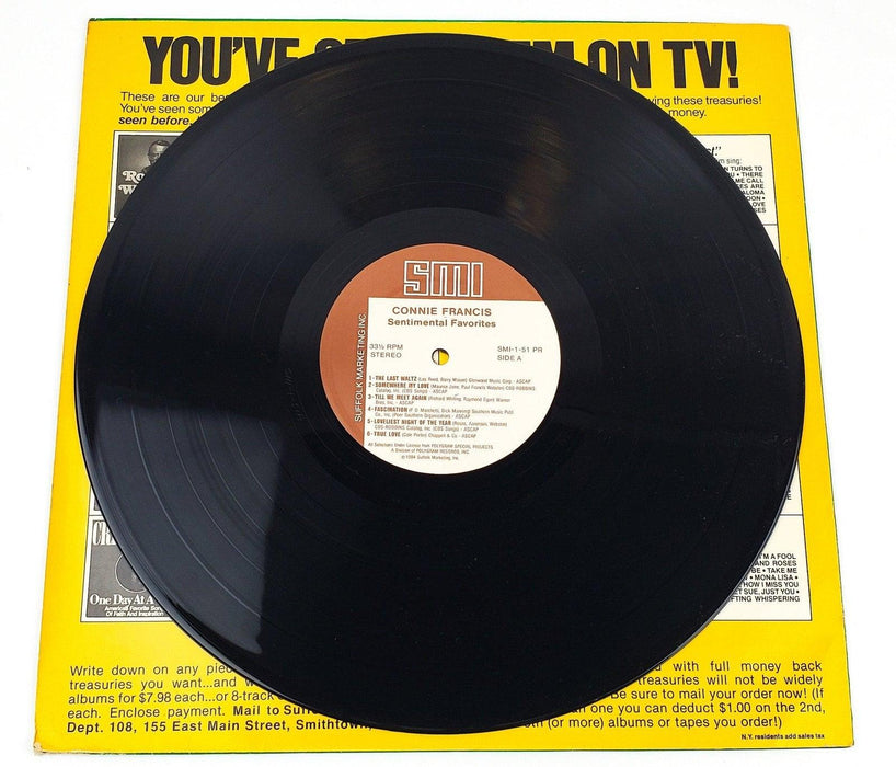 Connie Francis Sentimental Favorites Record LP SMI 1-51 Suffolk 1984 3