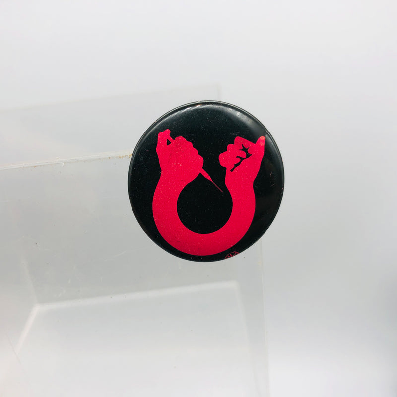 Vintage Pro Vaccine Button 1" Movement 1970s 1980s Letter V Needle Arm Hands