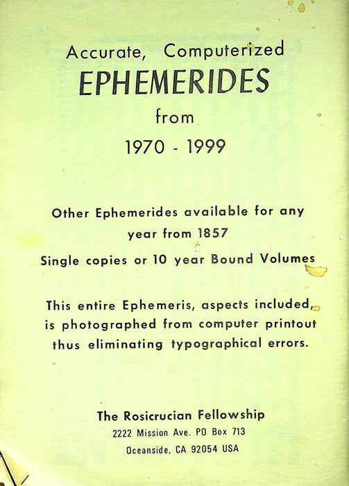 Simplified Scientific Ephemeris Computer Calculated Daily Aspects, Lon & Lat 4