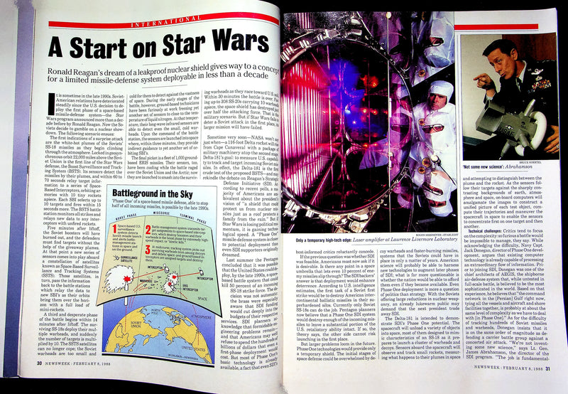 Newsweek Magazine February 8 1988 Reagan Leakproof Nuclear Shield Tim Robertson 3