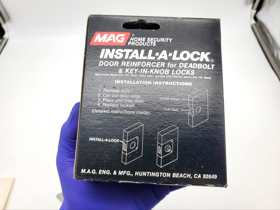 MAG Install A Lock Door Reinforcer Satin Chrome 5-S 1-3/8" DR 2-3/8" BS NOS