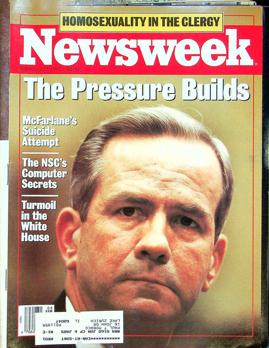 Newsweek Magazine February 23 1987 McFarlane Suicide Try Iran Contra Scandal