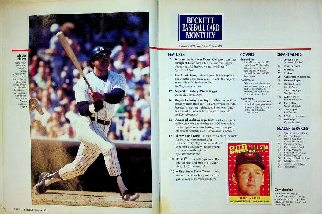 Beckett Baseball Magazine Feb 1991 # 71 George Brett Royals Kevin Maas Yankees 2