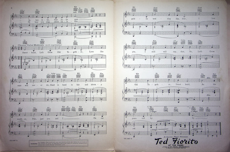 Vintage Sheet Music Sweetheart Let's Grow Old Together Will Osborne 1936 Piano 4