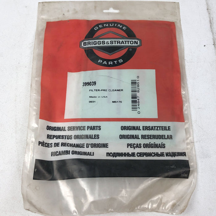 Briggs and Stratton 399039 Pre Cleaner For Air Filter Lawn Mower Genuine OEM New