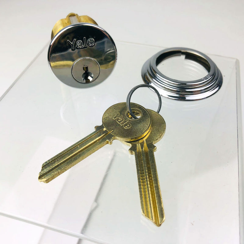 Yale Mortise Cylinder 1153 O Bittings US26 Bright Chrome GE Keyway New Old Stock