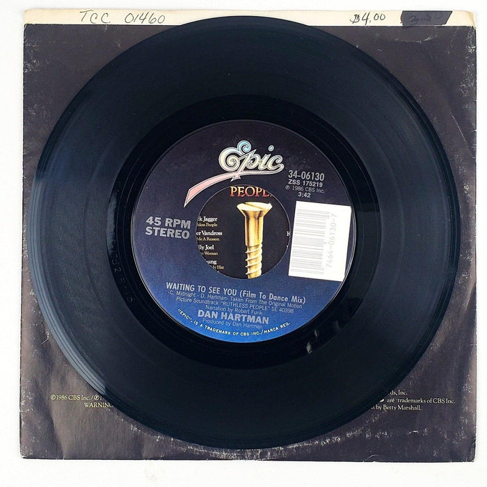 Dan Hartman Waiting To See You Record 45 RPM Single 34-06130 Epic 1986 3