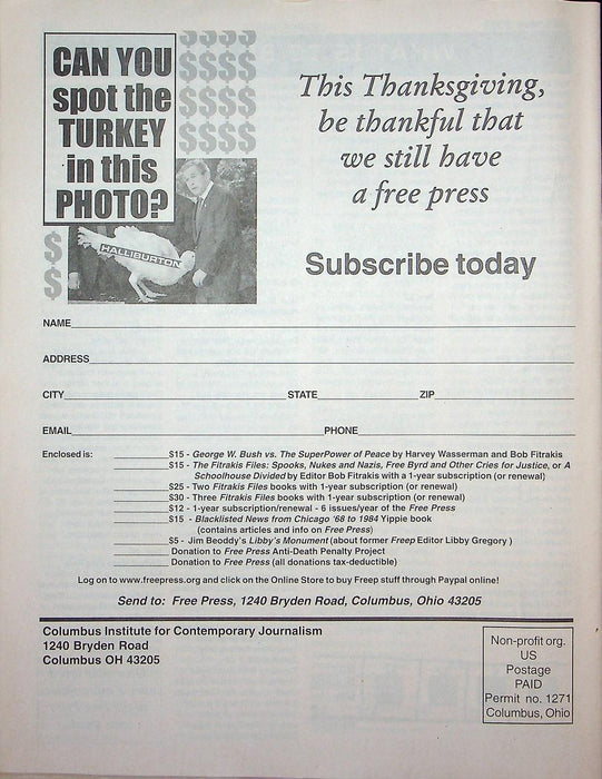 The Free Press Magazine Nov-Dec 2003 President Bush Relatives German Sympathizer