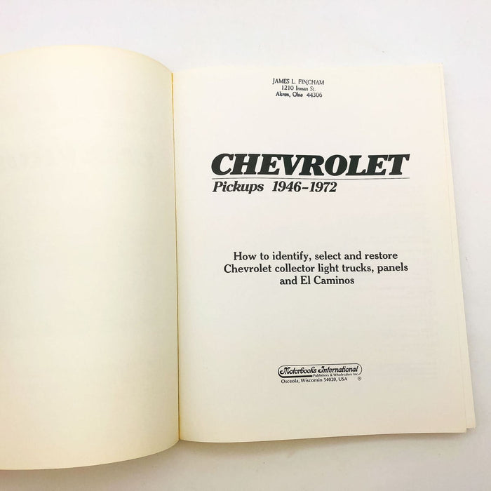 Chevrolet Pickups 1946-1972 Paperback John Gunnell 1988 1st Edition Chevy Trucks 6