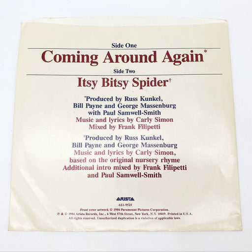 Carly Simon Coming Around Again Single Record Arista 1986 AS1-9525 2