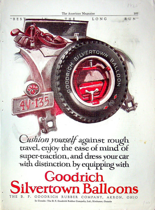 1925 Goodrich Rubber Company Silvertown Baloon Tires Print Ad 11"x8" 1