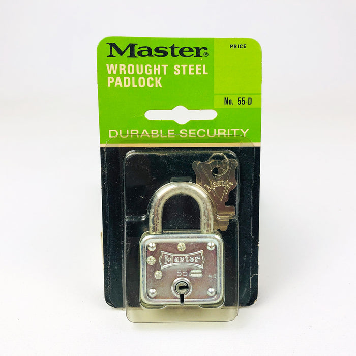 1ct Master Lock Padlock No 55-D Wrought Steel 1" Shackle New Old Stock NOS