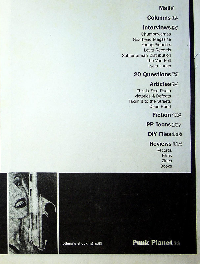 Punk Planet 1998 # 23 Chumbawamba, Lydia Lunch, Gearhead Magazine