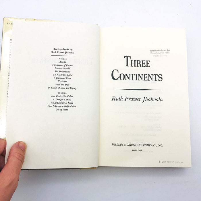 Three Continents HC Ruth Prawer Jhabvala 1987 Transcendental Movement 1st Editio 7