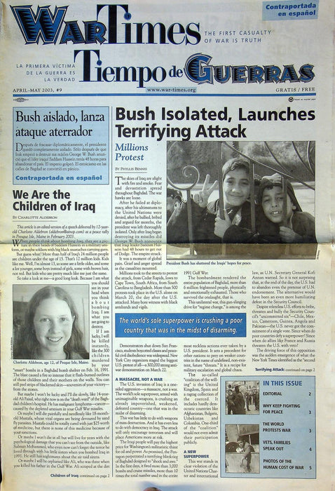 War Times Magazine 2003 # 9 The World Protests the Iraq War, Vets Speak Out