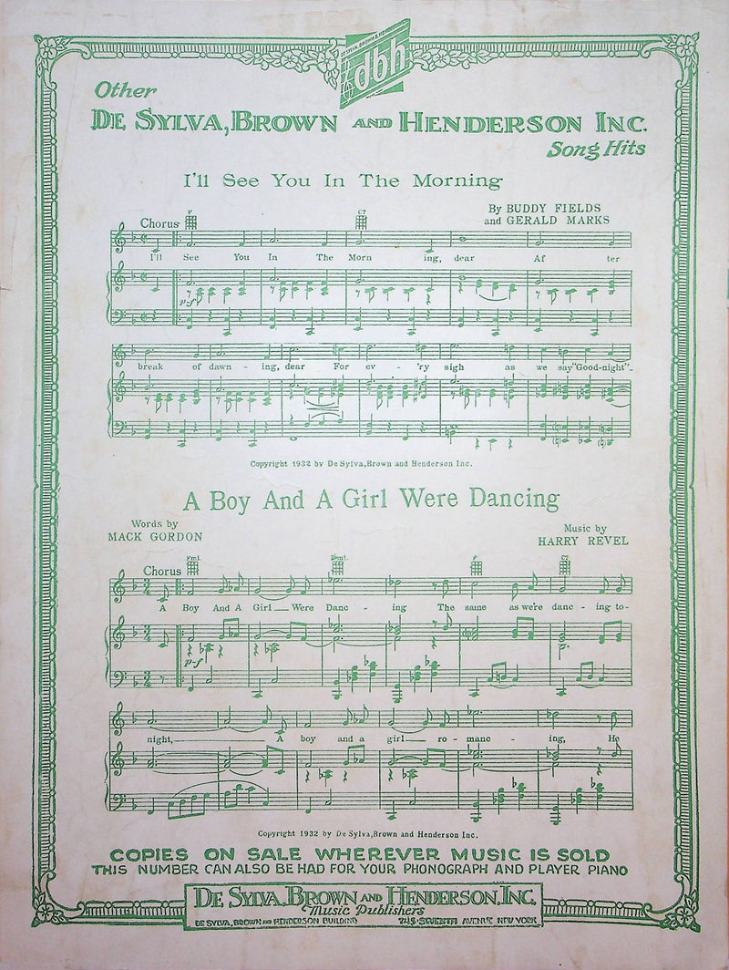 A Tree Was A Tree Sheet Music Harry Revel Mack Gordon 1933 Piano Vocal Song 2