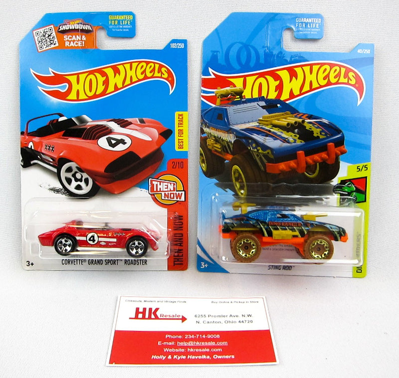 Hot Wheels: Corvette Grand Sport Roadster #2 & Sting Rod #5 - Qty 2 | NEW 1