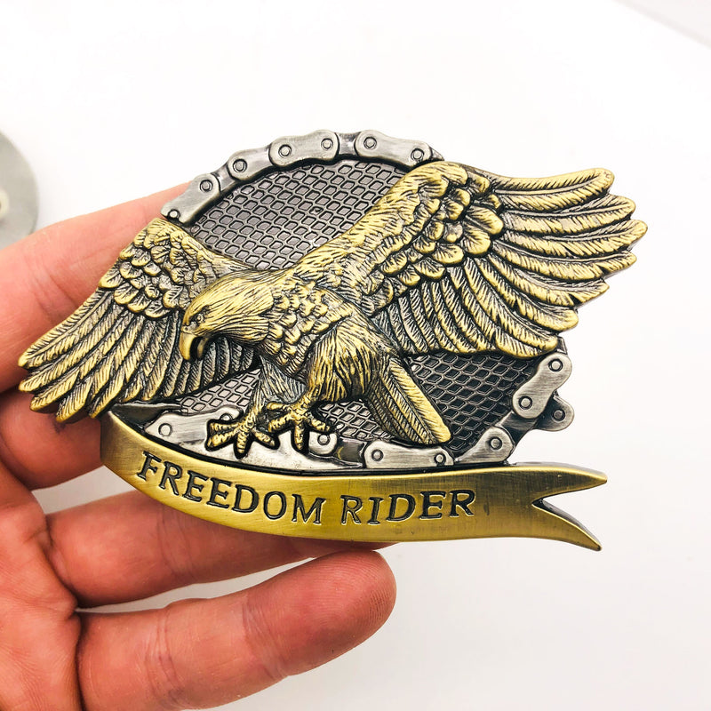 Pewter Belt Buckle Freedom Rider Bad To The Bone Motorcycle Biker Eagle Skull