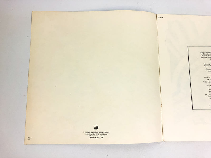Ringo Star Lyric Booklet Insert Paper to Ringo LP Record Vinyl 1973 SWAL 3413