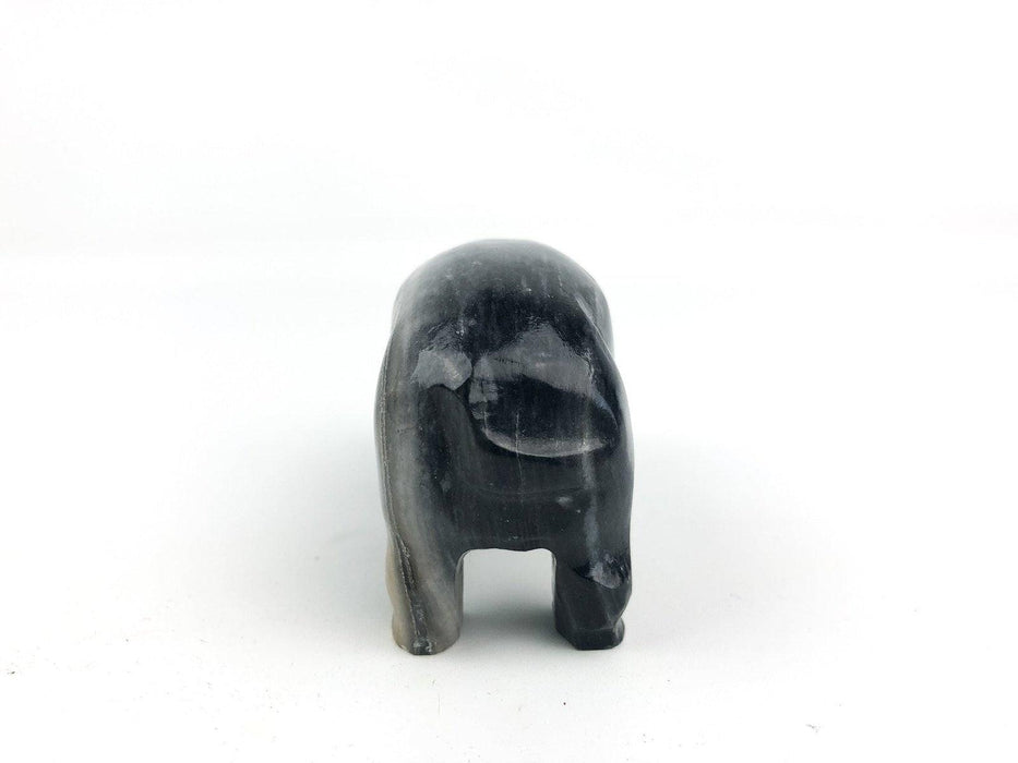 Marble Pig Figurine Black Gray Piggy Statue Stone 2" Tall 3