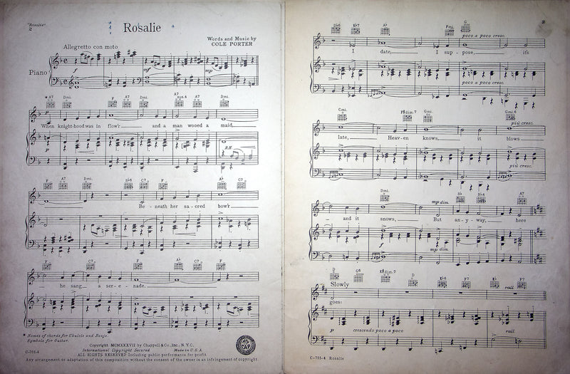Vintage Sheet Music Rosalie Cole Porter 1937 Nelson Eddy Eleanor Powell Piano 2
