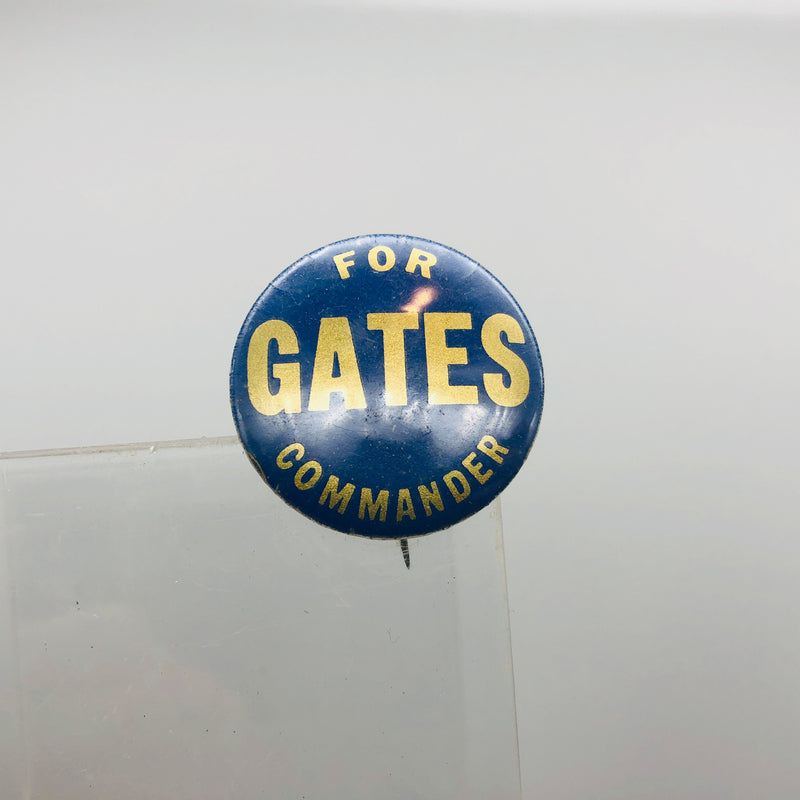 Vintage Gates For Commander Button 1" Bastian Bros Blue Gold Metal