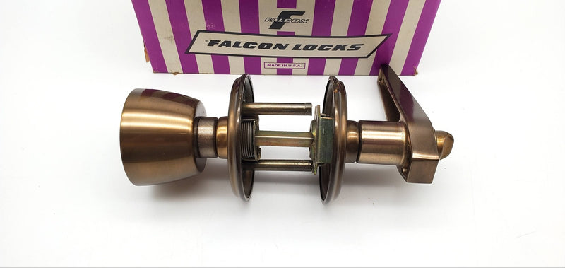 Falcon Entrance Knob Lever Lock Antique Bronze US12H 2-3/4in BS Keyed NOS 3