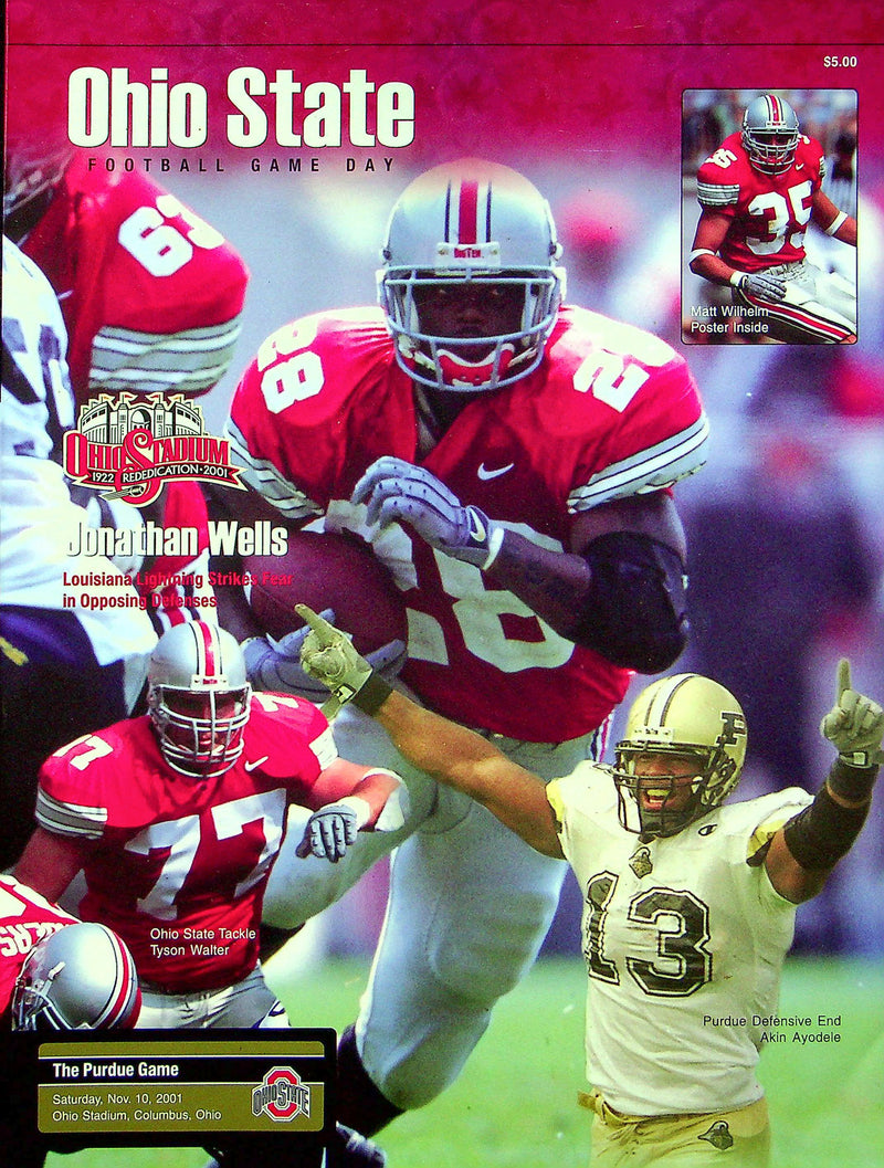 Ohio State Buckeye Football Program Nov 10 2001 Vs. Purdue Boilermakers J Wells