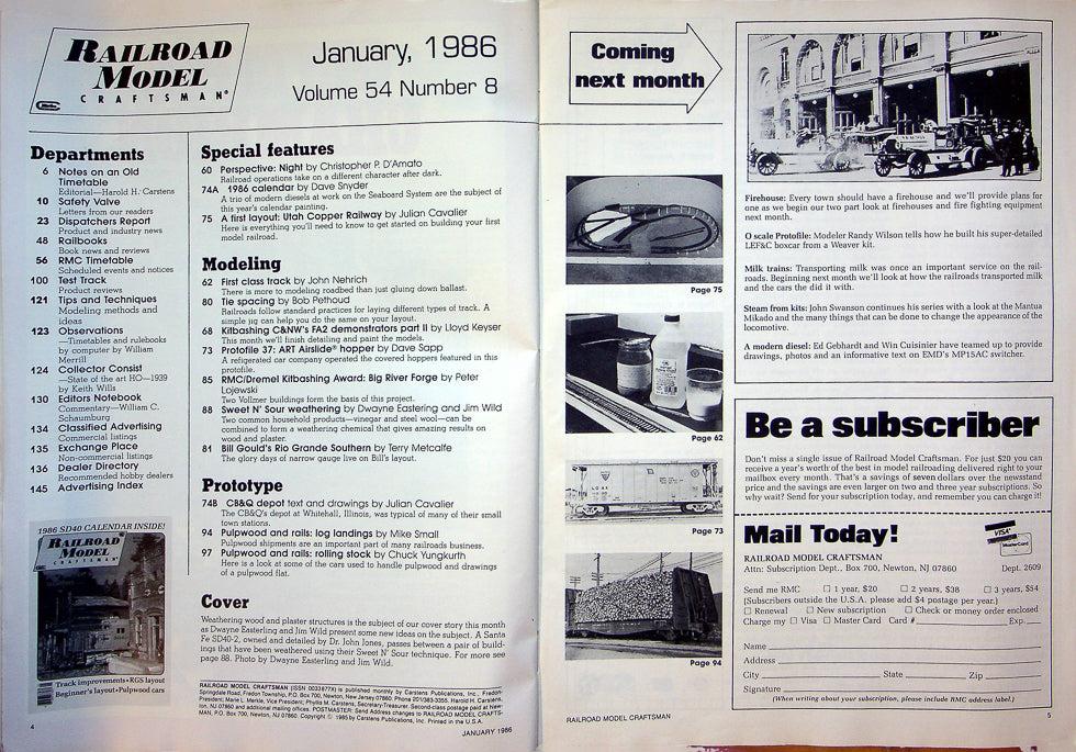 Railroad Model Craftsman Magazine January 1986 Vol 54 No 8 Track Improvements