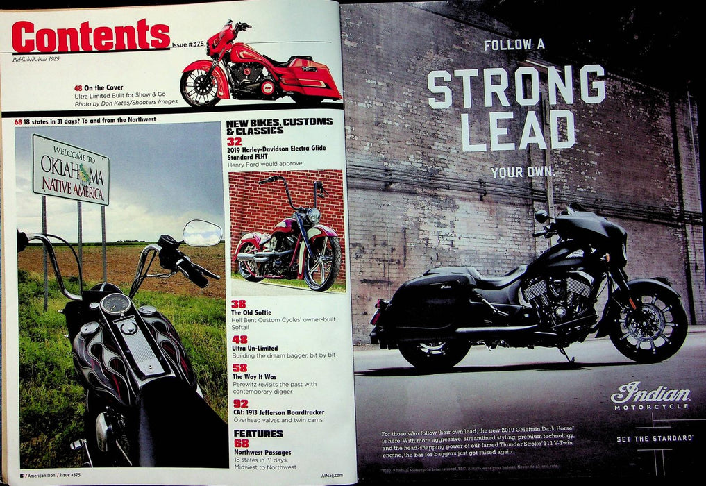 American Iron Motorcycle Magazine May # 375 2019 Perewitz Diggah 2 New Indians