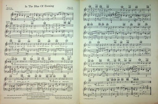 Chez Paree Musical Sheet Music In The Blue Of Evening Tom Artesa Joan Brooks 2