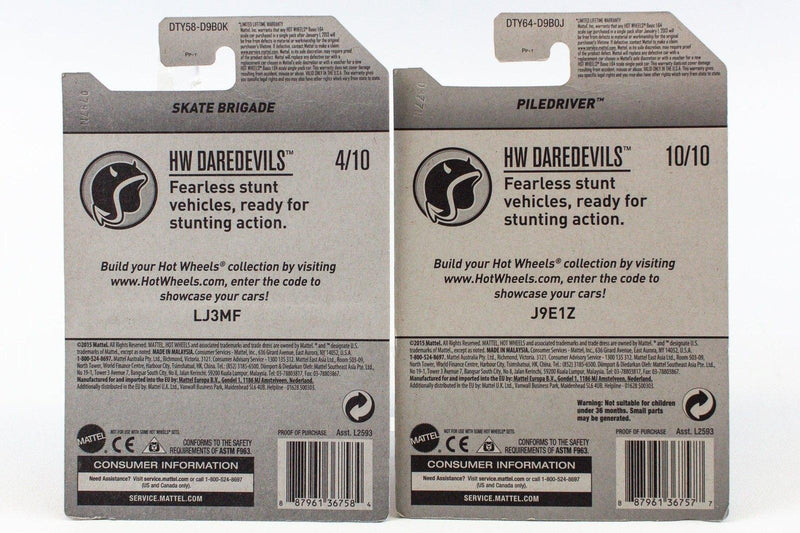 Hot Wheels Daredevils '16-'18 Bruiser Piledriver & More - Lot Of 7 New Diecast 7